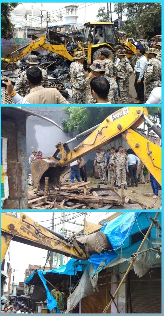 अलीगढ़ में अतिक्रमण हटाओ अभियान में नगर निगम ने सड़क और फुटपाथ किए मुक्त