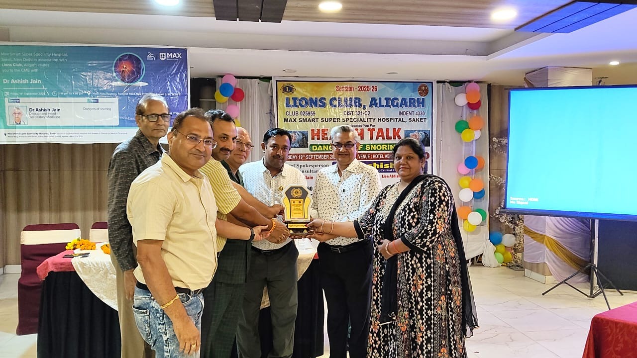 लायंस क्लब अलीगढ़ में खर्राटों के खतरे विषय पर स्वास्थ्य संगोष्ठी हुई आयोजित